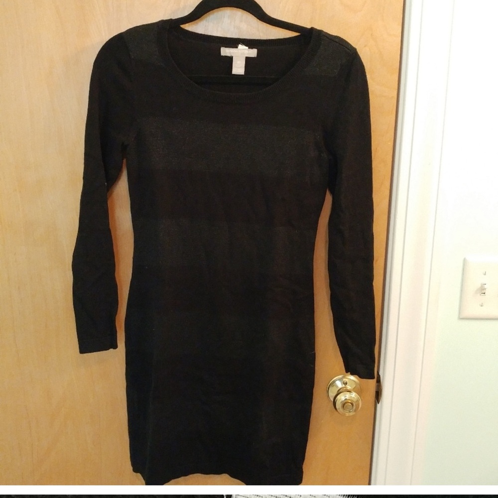 Banana Republic black stripe sweater dress XS
